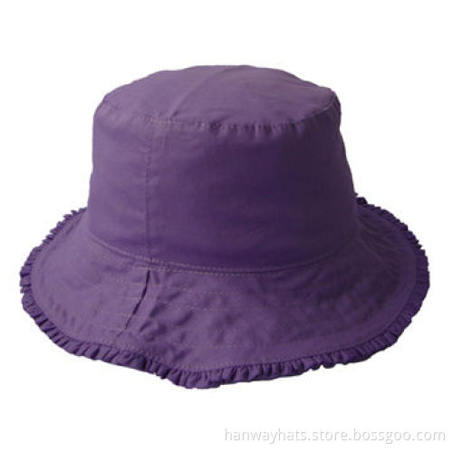 2012 Hot Selling Solid Color Fabric Fashionable Plain Bucket Hat with Frill Edge, Ideal for Kids